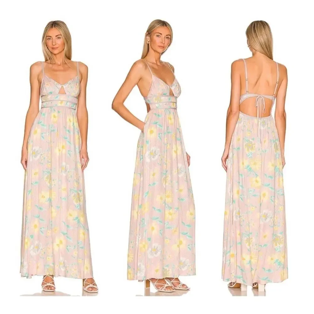 New Free People Wisteria Maxi Dress Light Combo Size Large - Picture 7 of 11